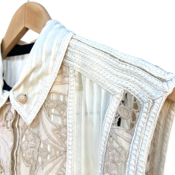 Free People New Romantics Lace Cottage Tank Top Delicate Boho Medium Cream - Picture 9 of 9